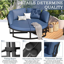 Load image into Gallery viewer, AECOJOY Patio Furniture Outdoor Round Daybed with Removable Cushions 4 Piece Sectional Sofa Patio Furniture Set, Dark Blue