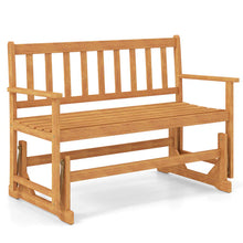 Load image into Gallery viewer, 2-Person Patio Glider Bench, Solid Acacia Wood Porch Glider Chair with Slatted Backrest &amp; Seat, Outdoor Glider Loveseat for Balcony Poolside Garden