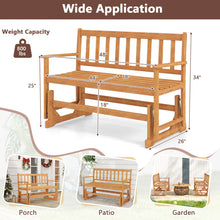 Load image into Gallery viewer, 2-Person Patio Glider Bench, Solid Acacia Wood Porch Glider Chair with Slatted Backrest &amp; Seat, Outdoor Glider Loveseat for Balcony Poolside Garden