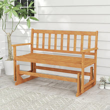 Load image into Gallery viewer, 2-Person Patio Glider Bench, Solid Acacia Wood Porch Glider Chair with Slatted Backrest &amp; Seat, Outdoor Glider Loveseat for Balcony Poolside Garden