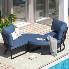 Load image into Gallery viewer, AECOJOY Patio Furniture Outdoor Round Daybed with Removable Cushions 4 Piece Sectional Sofa Patio Furniture Set, Dark Blue