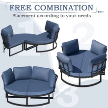 Load image into Gallery viewer, AECOJOY Patio Furniture Outdoor Round Daybed with Removable Cushions 4 Piece Sectional Sofa Patio Furniture Set, Dark Blue