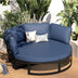 AECOJOY Patio Furniture Outdoor Round Daybed with Removable Cushions 4 Piece Sectional Sofa Patio Furniture Set, Dark Blue
