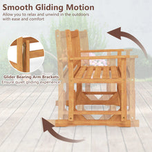 Load image into Gallery viewer, 2-Person Patio Glider Bench, Solid Acacia Wood Porch Glider Chair with Slatted Backrest &amp; Seat, Outdoor Glider Loveseat for Balcony Poolside Garden