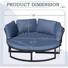 Load image into Gallery viewer, AECOJOY Patio Furniture Outdoor Round Daybed with Removable Cushions 4 Piece Sectional Sofa Patio Furniture Set, Dark Blue