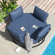 Load image into Gallery viewer, AECOJOY Patio Furniture Outdoor Round Daybed with Removable Cushions 4 Piece Sectional Sofa Patio Furniture Set, Dark Blue